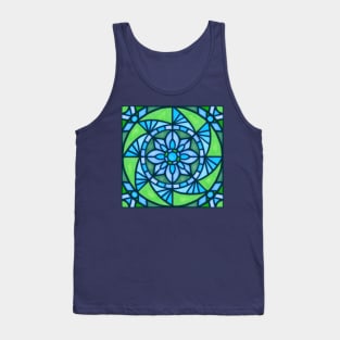 Stained glass sunflower - blues & greens Tank Top